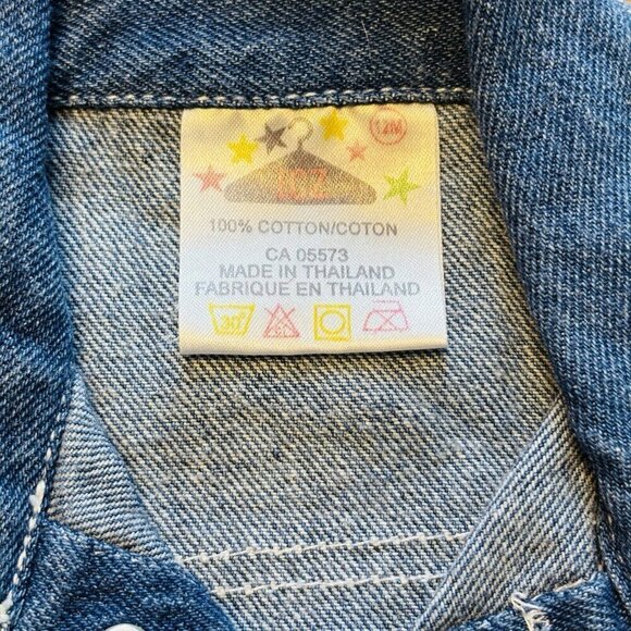 Vintage Baby Boys Denim Jacket 12M Construction Patches Jeans Truck Machine Kids - Picture 8 of 9